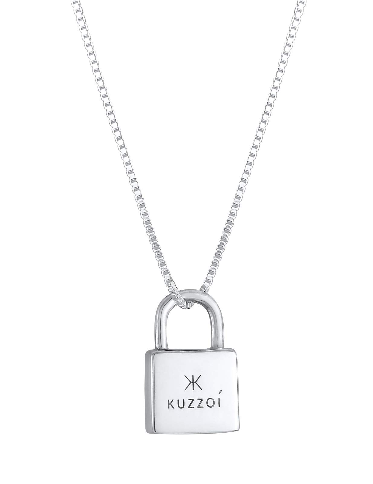Kuzzoi Men's Necklace with Lock Pendant (20 mm) in 925 Sterling Silver, Filigree Chain, Chain with Pendant for Man, Symbol Jewellery with Padlock, Length 50 cm