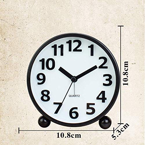 Maxspace Small Bedside Alarm Clock, 4in Classic Non-Ticking Tabletop Alarm Clock, Battery Operated Desk & Shelf Clock with Backlight HD Glass for Bedroom Living Room Kitchen Indoor Décor (Black)