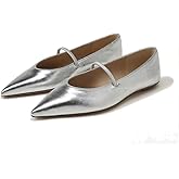 Sam Edelman Nesta Silver Leather Pointed Toe Slip On Fashion Classic Ballet Flat
