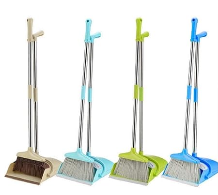 N M Z Long Handle Rotatable Self Cleaning Broom and Dust Pan with Long Handle Standing Upright Grips Sweep Set with Lobby Broom Combo Set (1 PC)