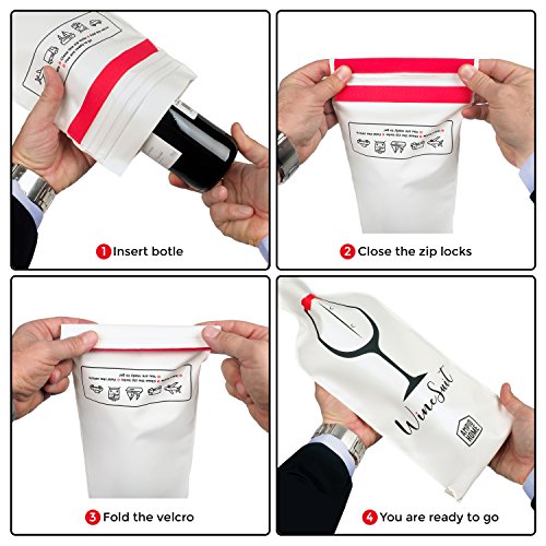 Wine Bottle Protector Travel Bag | 3 PACK Reusable Wine Sleeve Bag | Pack in Luggage & Suitcase | Protective Inner Skin & Tough Leak Proof | Bonus Travel Corkscrew | Wine Accessory Gift - Thumbnail 2