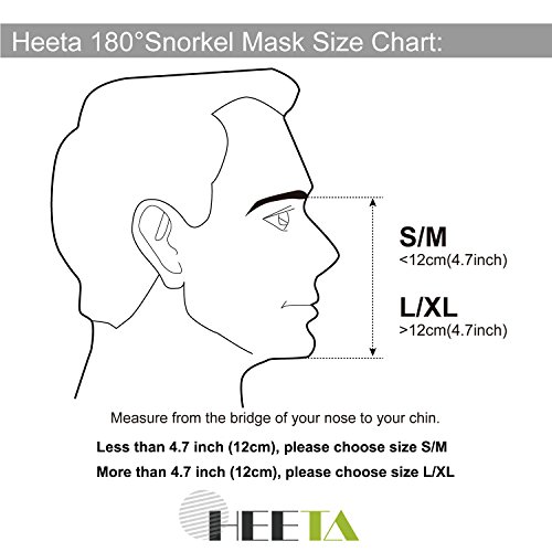 Snorkel Mask 180° Full Face Snorkel Mask Snorkeling Mask Panoramic View with GroPro Mount Anti-Fog Anti Leak Easy Breath Dry Snorkel Mask for Adults Kids, Heeta (Black & Red L/XL)