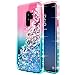 Galaxy S9 Case with Screen Protector (Full Coverage) for Girls Women, NageBee Glitter Liquid Sparkle Bling Floating Waterfall Quicksand Diamond Shockproof Cute Case for Samsung Galaxy S9 -Pink/Aqua