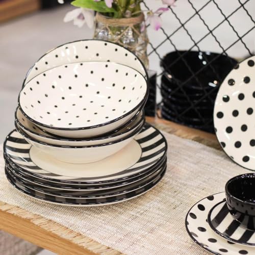 Aparelho de Jantar e Chá 30 Peças Oxford Unni Stripes And Dots