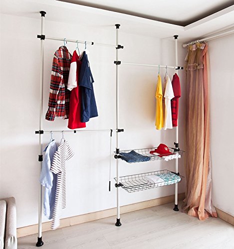 SoBuy Garment Rack, Freestanding Closet ,Clothes Drying Rack, Clothes Rack, Storage Shelving, FRG34