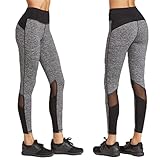 Women Leggings, Gillberry Women Sports Trousers Athletic Gym Workout Fitness Yoga Leggings Pants (S, Gray+Black)
