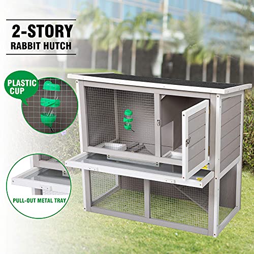 COZIWOW Rabbit Hutch Indoor Outdoor for Multiple Rabbits, Wooden Bunny