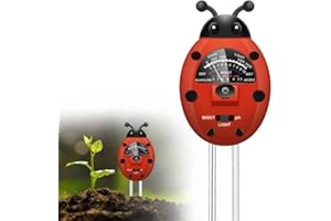 UNIWA Soil pH Meter, 3-in-1 Soil Tester Kit with Plant Moisture, Light and pH Tester, Soil pH Meter for Garden, Farm, Lawn, Indoor and Outdoor (No Battery Needed), Colorful Ladybug Shape