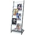 Kroey floor standing Brochure Display Stand with 4 wheels and 6 layers for reception rooms or offices magazine display stand (52'X18.7'X15.7')