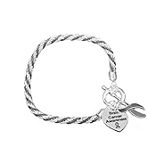 Fundraising For A Cause Brain Cancer Gray Ribbon Rope Bracelet in a Bag