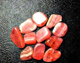 11pc Lot of Rhodochrosite Stones. Quality Polished Rhodochrosite Gems. Parcel For Wire Wrapping/ Crystal Jewelry.