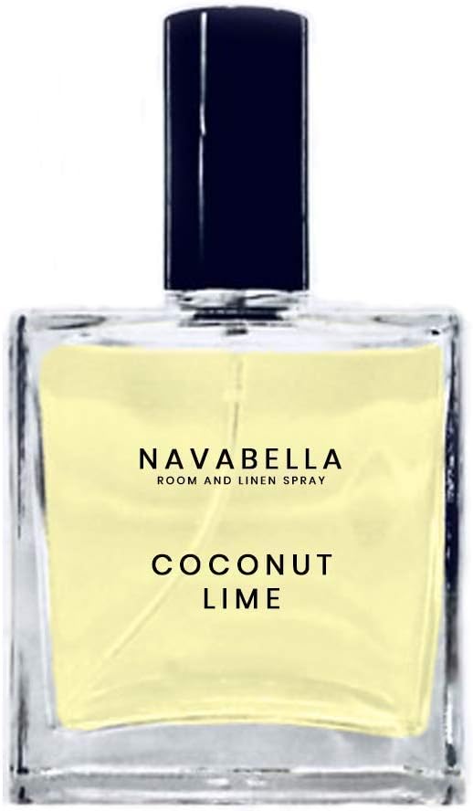 NAVABELLA Room Spray, Coconut Lime Linen and Room Spray, Aromatherapy Spray, Pillow Spray, Premium Linen and Room Spray w/Essential Oils, Hand Poured, Highly Scented & Long Lasting, 3.4 oz.