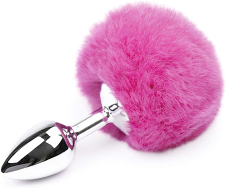 Gopen fun rabbit tail bu~tt plug The stainless steel smooth head plush mellow pink for gfity cosplay for women