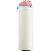 POWCAN 32 oz Water Bottle with Handle for Hiking: Straw and Spout Lids, Dual Opening, Leakproof, Vacuum Insulated Flask with straw for Sports, Camping, Climbing, Workout, Travel (Breezy Sunday)