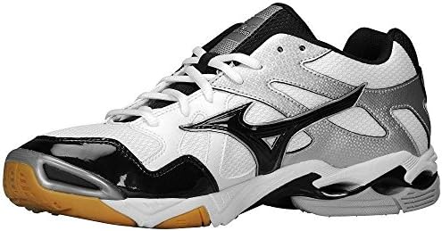 Mizuno Womens Wave Bolt 4 Athletic Volleyball Court Shoes- White/Black/Silver (10 B(M) US)
