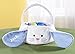 Custom Kids Easter Basket, Plush White Bunny With Floppy Gingham Ears