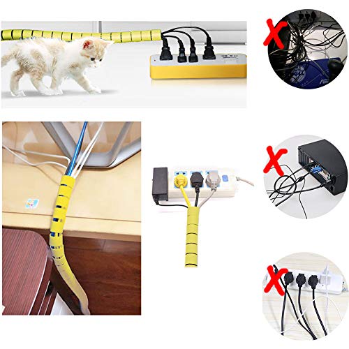 VIWIEU Yellow Cable Management Sleeve Dog and Cat Cord Protector, Electrical Cord Orgainzer Wire Covers for Pets, Wire Hider with Bonus Cable Clips and Zip Ties for TV PC Computer Home Entertainment - Thumbnail 3