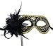 Coxeer Women's Masquerade Mask with Removable Collapsible Stick Black