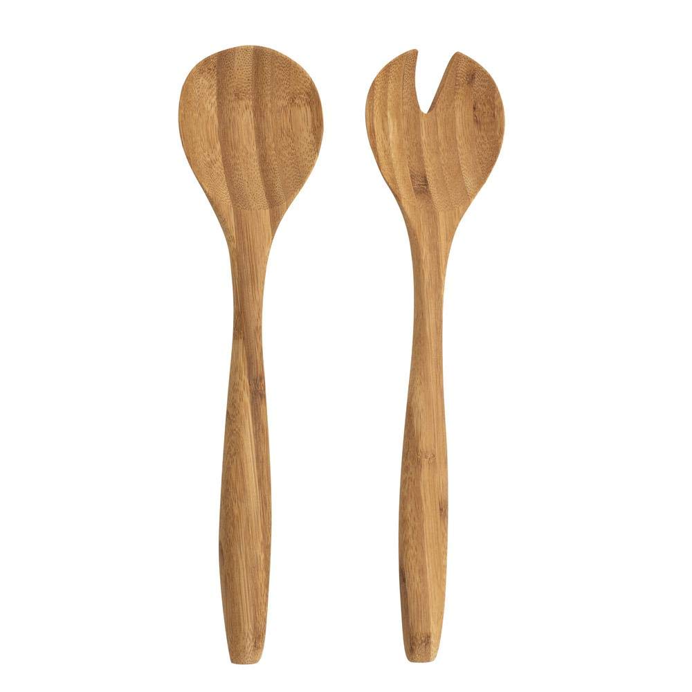 Jean-Patrique Bamboo Salad Servers - Wooden Fork and Spoon Set of 2, Wooden Salad Tongs, 30.5cm