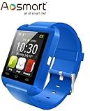 Aosmart Bluetooth Touch Screen Smart Wrist Watch Phone Mate with Camera for Smartphone (U8: Blue)