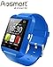 Aosmart Bluetooth Touch Screen Smart Wrist Watch Phone Mate with Camera for Smartphone (U8: Blue)