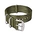 Archer Watch Straps - Seat Belt Nylon Military Style Watch Bands (Olive Green, Stainless, 20mm)
