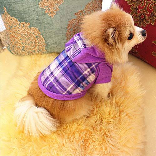 Longay Dog Pet Clothes Hoodie Warm Fleece Puppy Coat Apparel (Purple, XS)