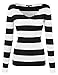 Awesome21 Women's Basic V-Neck Stripe Long Sleeves Knit Sweatshirt