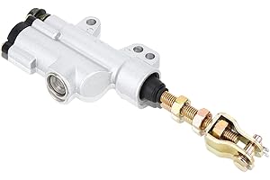 Universal Rear Brake Master Cylinder, Hydraulic Cylinder Pump with Universal Fitment, Silver Finish for Motorcycle, ATV, Dirt