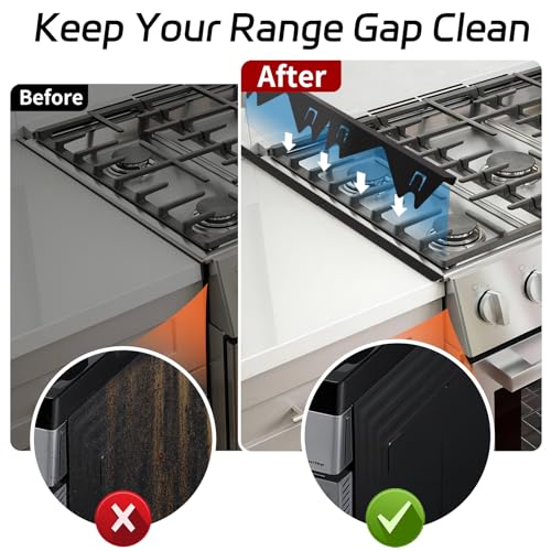 Stainless Steel Stove Gap Covers (2 Pack), Stove Gap Filler, Stove Counter Gap Guards for Kitchen, Range Trim Kit, Easy Clean with Heat Resistant, Adjustable Length 13.8” to 27.6”, Width 0.79