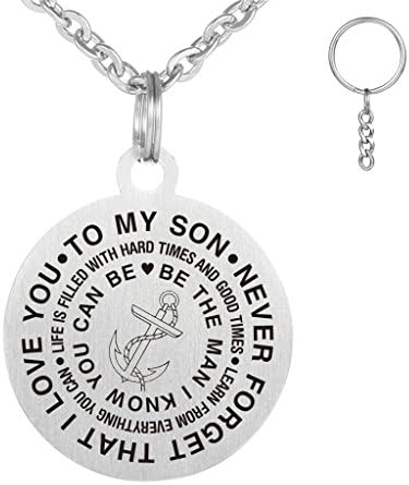 ZMZY 30MM To My Son Anchor Love Stainless Steel Floating Plates Chains Pendants Necklaces for Men DIY