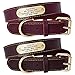 Beirui Genuine Leather Personalized Dog Collars with Nameplate ID Tags, Custom Dog Collars Engraved for Medium Large Dogs,Dark Red,S(1