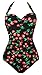 Cocoship 50s Retro Black Vintage Flattering Cherry Print One Piece Swimsuit Bathing suit 2XL(FBA)