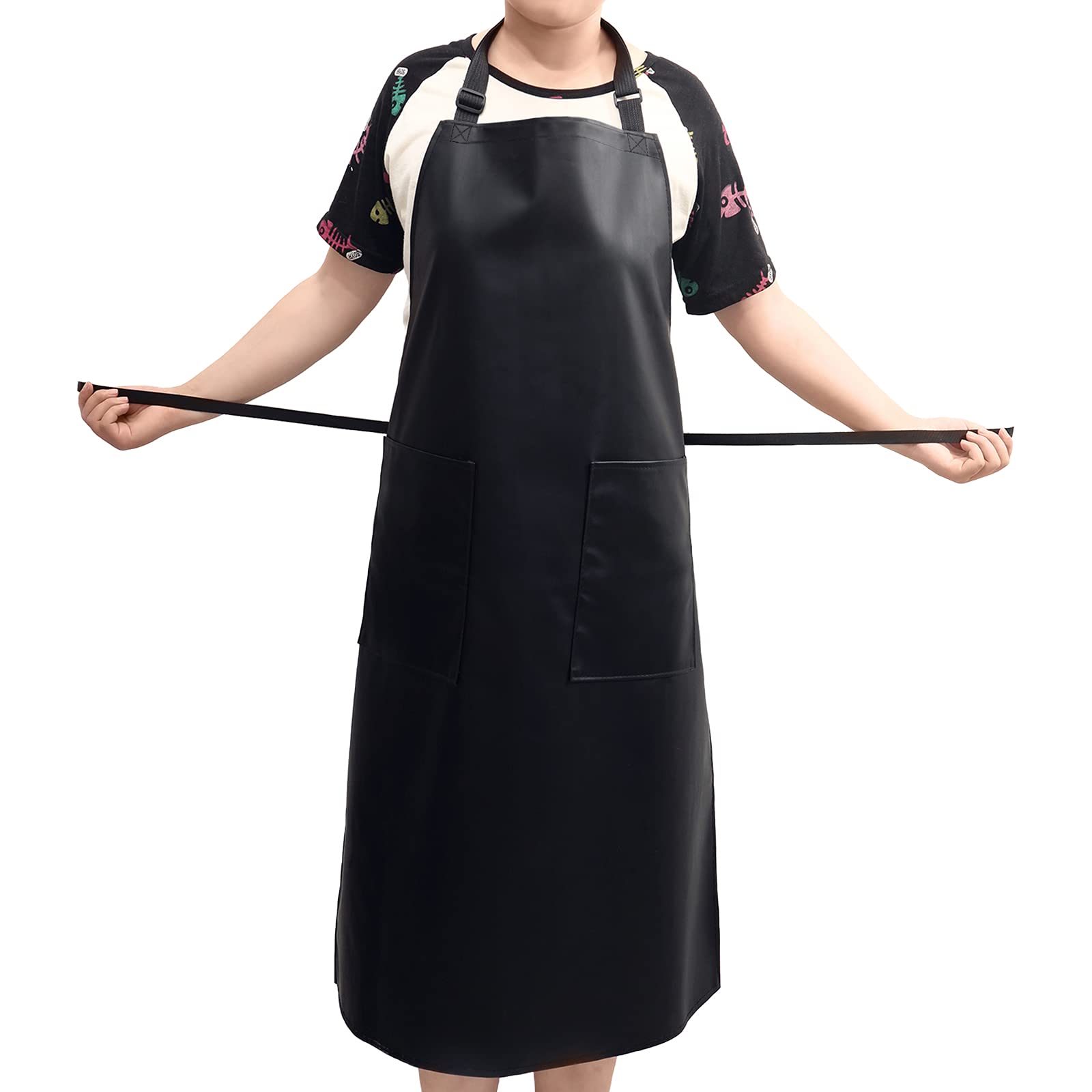Apron Waterproof Apron Kichen Apron Work Without Pocket - Adjustable for Men & Women Water and Oil Resistant for DishWashing, Lab Work, Butcher, Dog Grooming, Cleaning Fish