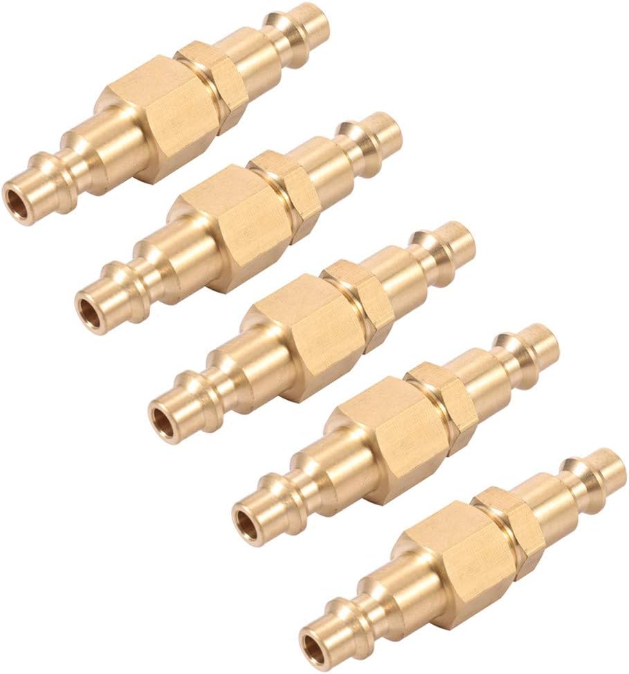 Brass 1/4-Inch NPT Male Industrial Air Hose Quick Connect Adapter, Air Coupler and Plug Kit, Air Compressor Fittings 10pcs (Male NPT) - - 