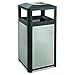 Safco Products Evos Outdoor/Indoor Steel Trash Can 9933BL, Black, Perforated Galvanized Steel Panels, Stainless Steel Ashtray, 15 Gallon Capacity
