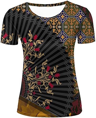 Women's colorful 3D t-Shirt Funny Flowers Short Sleeve Fashion Tees XXL