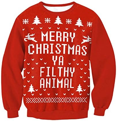 AutumN Best Casual Ugly Christmas Sweater Characters Pattern Pullover For Women (L)