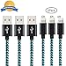 iPhone Charger, 3-Pack 6Ft Mingu, Nylon Braided Cord Lightning Cable to USB Charging Cable for iPhone 7 7 Plus 6s 6 5s 5c 5 SE, iPad Pro, Air, iPad mini 4 3 2, iPod Nano/Touch - Green & Black