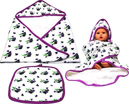 ChaBabee 100% Muslin Hooded Towel and Washcloth Set (2 Piece Set, G164 - Girl)