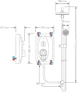 Mira Jump Dual Electric Shower 10.8 kW White Dual Outlet 200mm Handset view 3