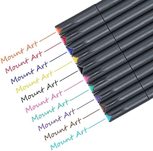 Fineliner Color Pen Set, 0.38mm Colored Fine Liner Sketch Drawing Pen, Perfect for Adult Coloring Book and Bullet Journal, Pack of 10 Assorted Colors.