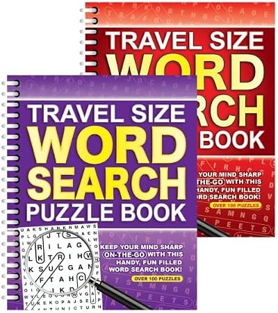 Squiggle A5 Travel Size Word Search Puzzle Books Set of 2
