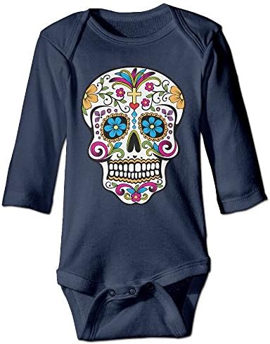Baby Bodysuit Sugar Skull With Rose One Piece Baby Long Sleeve Girl Jumpsuit 24 Months Navy