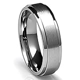 6MM Mens Titanium Ring Wedding Band with Flat Brushed Top and Polished Finish Edges [Size 12]