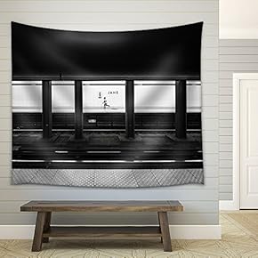 Retro Style Subway in Black and White - Fabric Wall Tapestry Home Decor - 51x60 inches