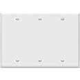 ENERLITES Blank Device Wall Plate, Blank Outlet Cover, Gloss Finish, Standard Size 3-Gang 4.5" x 6.38", Polycarbonate Thermoplastic, 8803-W, White