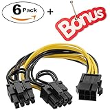 6 Pin to 2 x PCIe 8 Pin (6+2) Graphics Card PCI Express Power Adapter GPU VGA Y-splitter Extension Cable Mining Video Card Power Cable 8-inch(20cm) 6 pack +BONUS TeamProfitcom