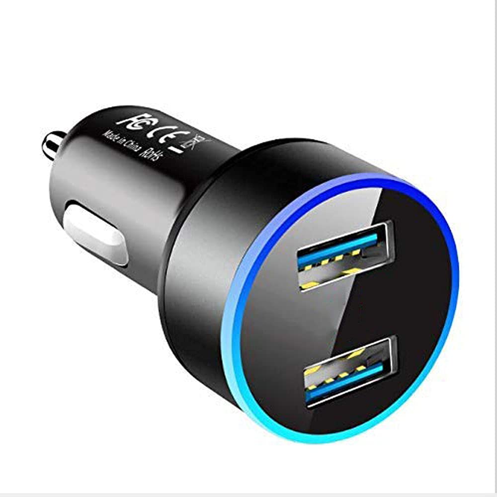 Riloer Car Charger with LCD Display 3.1A 12-24V Dual USB Car Charger Adapter Cigarette Lighter Socket, Black