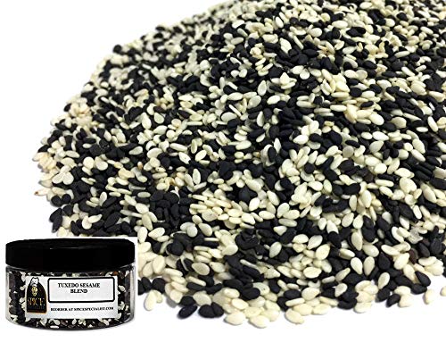 Black and White (Tuxedo) Sesame Seeds - 4oz. Jar (Holds 2.9 oz.) Spice Specialist